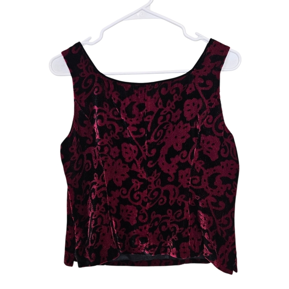 Gianni Floral Velvet Ribbed 90s Whimsigoth Grunge Silk Blend Top - Picture 2 of 7